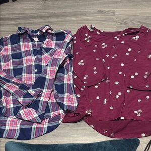 SO Purple Tee and Plaid Button Down Shirts Casual Wear**